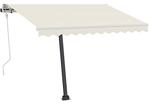 Leepesx Gelenkarmmarkise Einziehbar mit LED, Balkon Markise, Markise Baldachin, Sonnenschutz Balkon, Balkon Regenschutz, Markise Wasserdicht, Balkon überdachung, 300x250 cm Creme