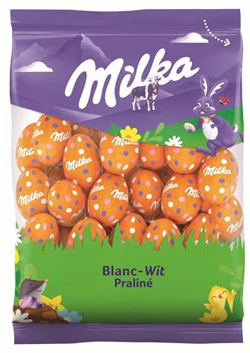 Milka - Petits Œufs en Chocolat de Pâques - Goût : Chocolat Blanc Praliné - Idée Cadeau - Chocolat à Offrir - 1 Sachet 350 g