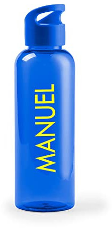 Curia Grabador Botella de Agua PERSONALIZADA con tu nombre. BPA Tritan Plástico Reutilizables Ecológica con Filtro, Water Bottle para Niños & Adultos, Gimnasio, Yoga, Oficina (AZUL 2)