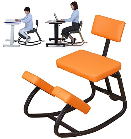 JTYDFG Kniestuhl, Ergonomischer Kniestuhl für Sitzkorrektur, Kniehocker Kniestuhl mit Rückenlehne Bürostuhl zu Hause für Büroangestellte, Teenager und Senioren(Color:orange)