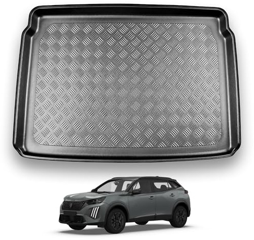 NOMAD Peugeot e-2008 (2020+) Boot Liner [Upper Boot Position] Tailored Fit Car Floor Mat Protector Non Slip Waterproof Raised Edges Compatible Custom Fit Accessory Black Dog & Pet Friendly