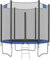 SONGMICS Cama Elástica Infantil Ø 183 cm, Red y Almohadillas de Seguridad, Escalera, Poste Recto de 180 cm de Altura, Marco de Acero, Negro y Azul STR061Q01