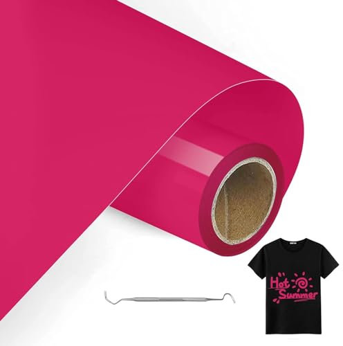 MeYuxg Vinilo Textil Rosa - 30,5 CM x 6 M Rollo Termoadhesivo para Cricut & Cameo - Fácil de Cortar & Desherbar (Rosa Roja)
