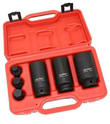 US PRO Tools 6PC 1/2 DR Impact Deep Hub Nut Socket & Hex Bit Set 3813