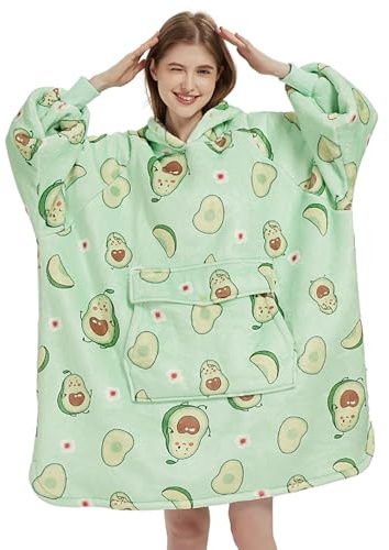Krifey Tragbare Decke Hoodie, übergroße Sherpa-Kapuze für Damen und Herren, gemütliches Sweatshirt mit riesiger Tasche