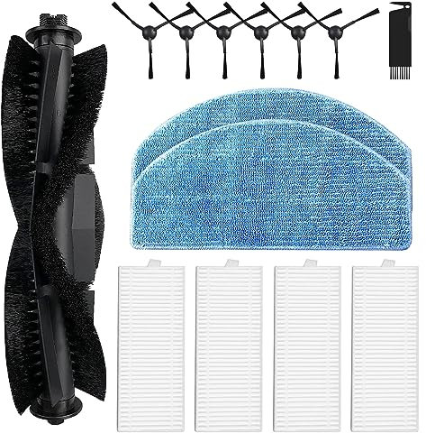 Jegehoyo Accessories Kit for Honiture G20 / G20 Pro, for Tikom G8000 / G8000 Pro, for Laresar Evol 3 Robot Vacuum Cleaner Parts, 1 Roller Brush, 4 Filters, 2 Mop Pads, 6 Side Brushes, 1 Clean Brush