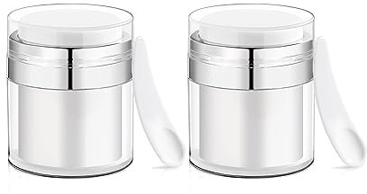 Airless Pump Jars Travel Bottles Lotion Dispenser Moisturizer Pump Dispenser Airless Pump Bottles Drunk Elephant Container Pump Moisturizer Container (2PCS 1.7 OZ Airless Pump Jar)