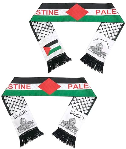 Palästina Flagge Schal Doppelte Seite,2 Stück Schal Palästina,135 x 14 cm Schal,Palästinensische Schal,Schal für Männer Frauen,Halstuch Geschenk