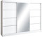 Mars Meble Mono Kleiderschrank mit Spiegel, Garderobe mit Hochglanz, Schwebetürenschrank mit Schubladen, Schiebetür Garderobenschrank, Schiebetür Schrank, Schwebetürenschrank 200cm, Weiß