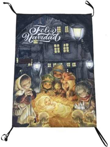 Balconera Adoración Reyes Magos | Colgadura Navideña Decorativa para Balcones | Escena Nacimiento Portal de Belén | 100x70 cms. | Ancestrad