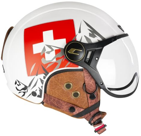 CGM EBI, Casco Sci Unisex Adulto, Bianco Rosso Opaco, XS (53-54cm)