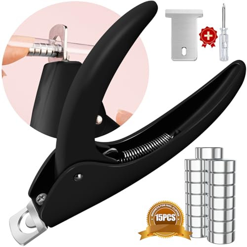 Black Adjustable Nail Clippers with Magnets Sizers for Acrylic Nails, Artificial Fake Nail False Nail Tip Cutter Trimmer Manicure Pedicure Sharp Blade Clip Tool for Salon Home Art Beauty
