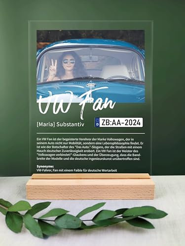 VW Fan Geschenk personalisiert - Acryl Geschenk - Definition: VW Fan - VW Fanartikel, VW Fans, Geschenk für VW Fahrer