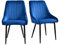 Duhome 2er Set Esszimmerstuhl aus Stoff Samt Stuhl Retro Design Polsterstuhl mit Rückenlehne Metallbeine Farbauswahl 8066 (Samt, Dunkelblau)