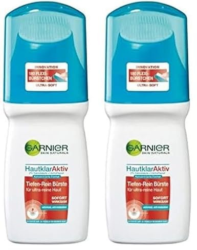 Garnier, Aktiv Tiefen-Rein Bürste, Gesichtsreinigungsbürste mit Salicylsäure, wirkt gegen Pickel, Hautklar, 1 x 150 ml (Packung mit 2)