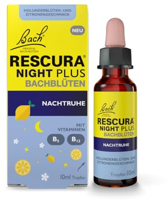 Bachblüten Original Bach RESCURA NIGHT PLUS Tropfen Nachtruhe: Bachblüten-Mischung + White Chestnut + B-Vitaminen, 10ml I ehemals Rescue