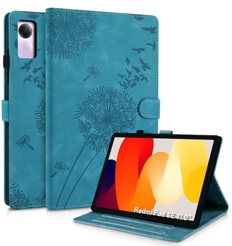 Rostsant Coque pour Xiaomi Redmi Pad SE 11 Pouces 2023 Pissenlit Housse en Tablette Cuir PU Protection pour Redmi Pad SE 11 Pouces Bleu