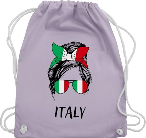 Shirtracer Turnbeutel Rucksack - Fußball EM WM - Taschen - Frau mit Haarband Italien Motiv Fussball Geschenk Italy Geschenkidee Fussballfan Mädchen I - Unisize - Pastell Lila - fanartikel tasche