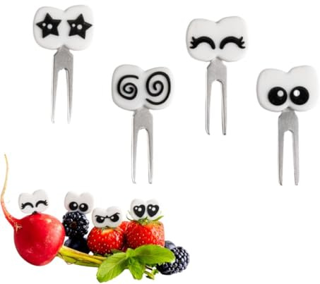 LEKKABOX Augen Bento Food Picks 3er Set – Obstspieße Edelstahl | Wiederverwendbare Bento Food Picks Obst Piekser Fingerfood