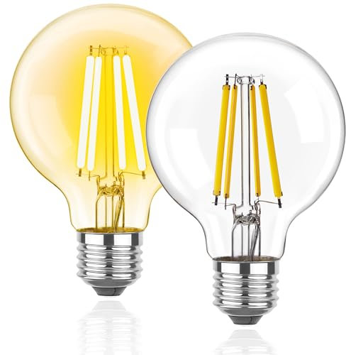 Century Light 2er Pack E27 LED Warmweiss 100W 120W,G80 12 Watt 1800 Lumens Edison Glühbirne Warmweiß 2700K,Kein Flackern Große Kugel Energiesparlampe,Nicht-Dimmbar, AC 220-240V