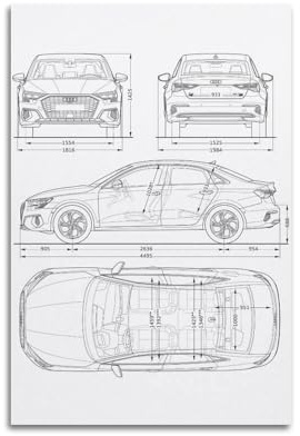 ZLQYHW Deutsches Luxus-Auto-Poster, Audi A3 2020, Blaudruck, dekorative Leinwand, Familienschlafzimmer, Kunstwerk, Bild, Gemälde, 30 x 45 cm