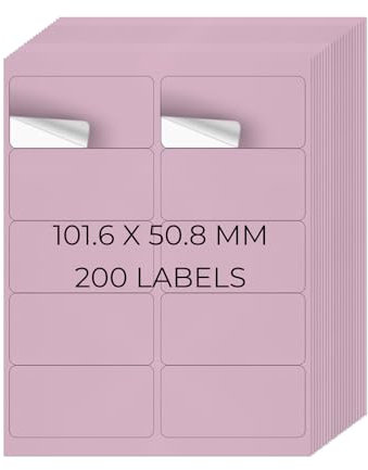 YIKIADA Etiquetas universales violetas de 50,8 × 101,6 mm, de vinilo, autoadhesivas, despegables, en blanco, imprimibles, para nombre, oficina, direcciones para impresoras de inyección de tinta y