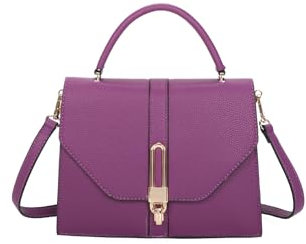 QUEEN HELENA Borsa Piccola a Mano Borsetta Rigida con Tracolla Rimovibile Elegante Donna M2003 (Purple)