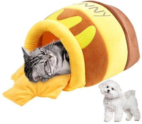 Hqunjikp Pet Beds For Cats, Semi-Enclosed Honeypot Pet Bed Cute Cat Cave, Washable Pet Cave, Halloween Cat Bed With Removable Cushion, Pet Tent for Indoor Cats