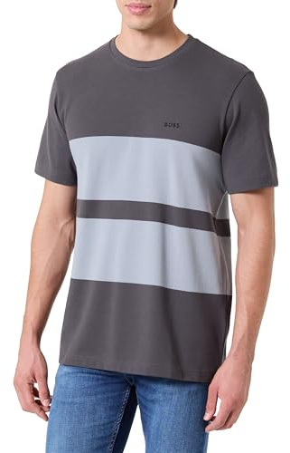 BOSS Men's Tee Stripe Zone T-Shirt, 027dark Grey, M