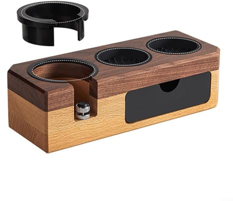 Glatter und abgerundeter Holzständer für manuellen Siebträgerhalter, Kaffee-Tamper-Station, Espresso-Zubehör (Nussbaum)