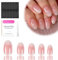 24PCS Short Oval Press On Nails for Women, Pink White Ombre Fake Nails with Natural Look, Cute Almond Style Full Cover Acrylic Nails, Easy to Apply & Remove, Comfortable and Secure Fit