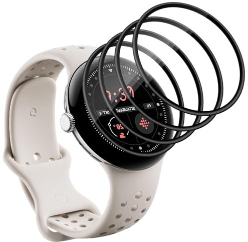 Yieehhow [4 Pezzi] Pellicola Protettiva per Google Pixel Watch 3 41mm Vetro Temperato, HD PMMA Film Protettivo Composito, Protezione Schermo per Google Pixel Watch 3 41mm