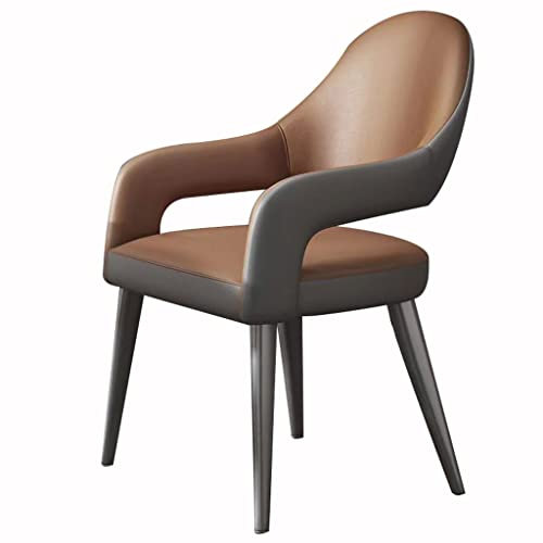 Moderne Esszimmerstühle aus Leder mit Eisenkunst-Metallbeinen, für den privaten und gewerblichen Gebrauch, Dunkelbraun