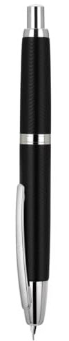 Jinhao 10 Press Füllfederhalter mit Box, Gewellt Matt Schwarz Chrom einziehbare extra feine Feder mit Tintenkonverter-Set (Silber Clip)