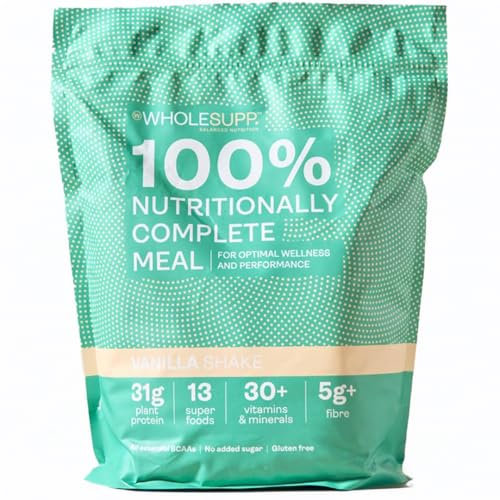Whole Supp Vanilla Meal Shake, Vegan Protein Meal Replacement Powder, Gluten-Free, 31g Plant Protein, No Added Sugar, 13 Superfoods, High Fibre, 1.5kg, 15 Servings