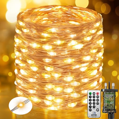 btfarm 30M 300LED Fairy Lights Plug in with Remote, Timer Copper Wire Lights Mains Powered, 8 Modes Christmas String Lights for Indoor/Outdoor, Tree, Bedroom, Wedding, Garden Decorations (Warm White)