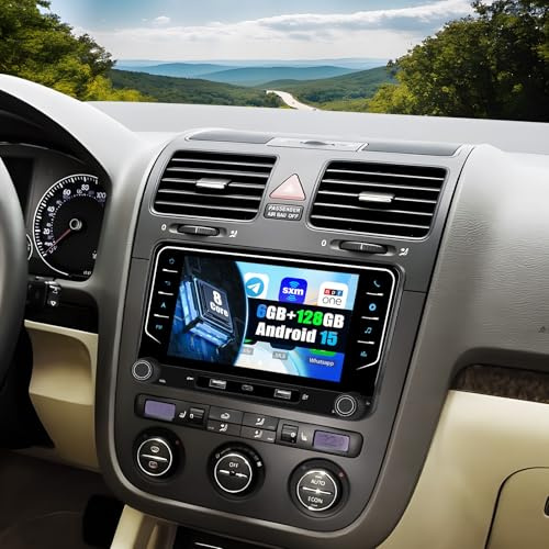 SIXWIN 8-Core 6+128G Android 15 Carplay/Android Auto/DSP Autoradio für VW Golf 5 6 Touran Polo Tiguan, 7 Zoll Touchscreen Bluetooth 5.0 mit DSP WiFi GPS FM RDS Mirror Link 2USB Type-C+32 Band EQ
