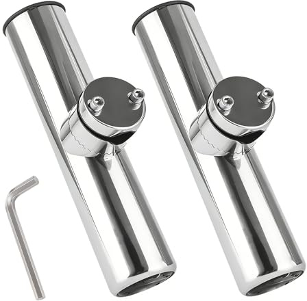 TINMAGI 2 Pezzi Portacanne da Pesca, Staffa di Supporto per Canna da Pesca in Acciaio Inossidabile, Porta Canne da Barca Regolabile, per Binari da 19 mm a 25 mm, Supporti per Barche Yacht Kayak
