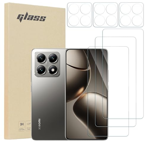 Xahpower Set de 3 Protectores de Cristal Templado y Set de 3 Protectores de Cámara para Xiaomi 14T – Dureza 9H, Instalación sin Burbujas, Resistente a las huellas dactilares y al aceite