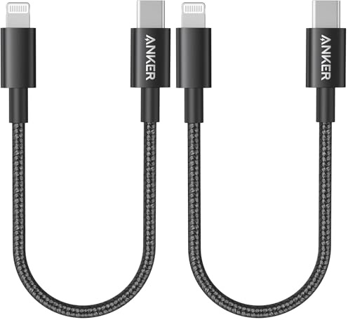 Anker USB C Lightning Kabel, 331 USB C auf Lightning Ladekabel 30cm, MFi zertifiziert, New Nylon Schnellladekabel für iPhone 14/13/12/11 Serie Unterstützt Power Delivery (Schwarz) (Packung mit 2)