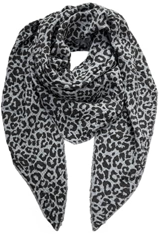 irisaa Schal Damen Leopard, weiche Deckenschal mit Leo Muster, dreieckstuch Halstuch mit 100% Cotton, Made in Italy