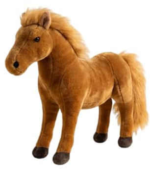 EPRHAY Realistische Pferd Kuscheltier Plüschtier Lebensecht Stehend Pferd Plüsch Stofftier Braunes Fohlen Plüschkissen Geschenk für Kinder Erwachsene 32cm