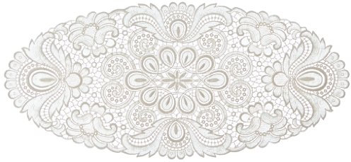 Plauener Spitze by Modespitze 67952 Design Plauen, Gre 30 x 60 cm oval, creme, Champagner
