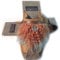PantoffelDIVA Hippi Camel-Blue Design Pantoffel Merinofilz mit Lammfell Verbrämung und Peace Anhänger Unisex Größe 38-42