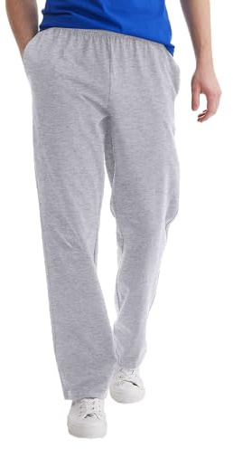 Hanes Essentials Sweatpants, Men’s Cotton Jersey Pants with Pockets, 33”, Light Steel, Medium