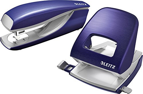 Leitz 50060004 Locher und Leitz 55620069 Heftgerät Nexxt Style (titan-blau | Heftgerät + Locher)