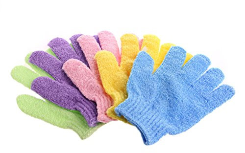4 Paires de Exfoliants, pour Gommage, Exfoliation du corps Mitaine pour les mains, Exfoliation Corps Femme et Homme