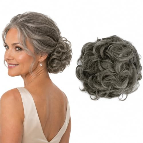 CAISHA Synthetic Scrunchie Donut Hair Piece Updo Ash Gray G27E