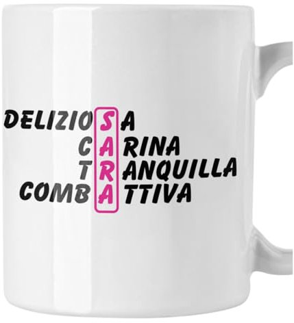 bubbleshirt Tazza Mug divertente con nome Sara e aggettivi simpatici Idea Regalo Compleanno Natale in ceramica