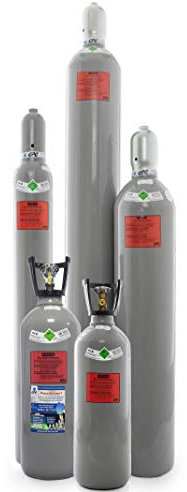 CO2 Flasche mit Steigrohr/Tauchrohr, gefüllt mit Kohlendioxid lebensmittelgeeignet E290 (10 kg CO2 Flasche (kurz) mit Steigrohr)